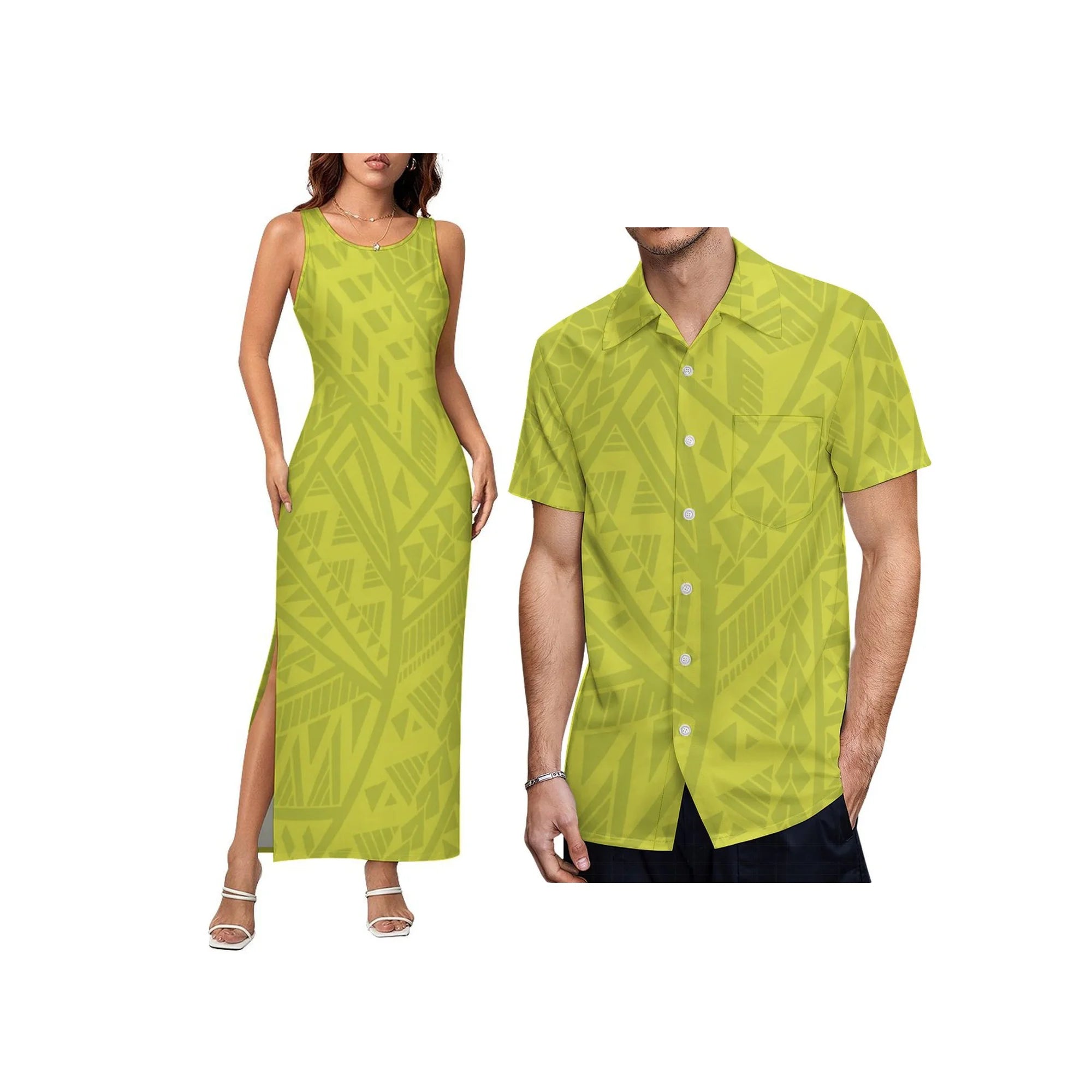 2024 Fashion Women Tank Top Dress Sleeveless Tight Wrap Hip Skirt Sexy Slit Long Skirt Samoa Polynesian Custom Pattern