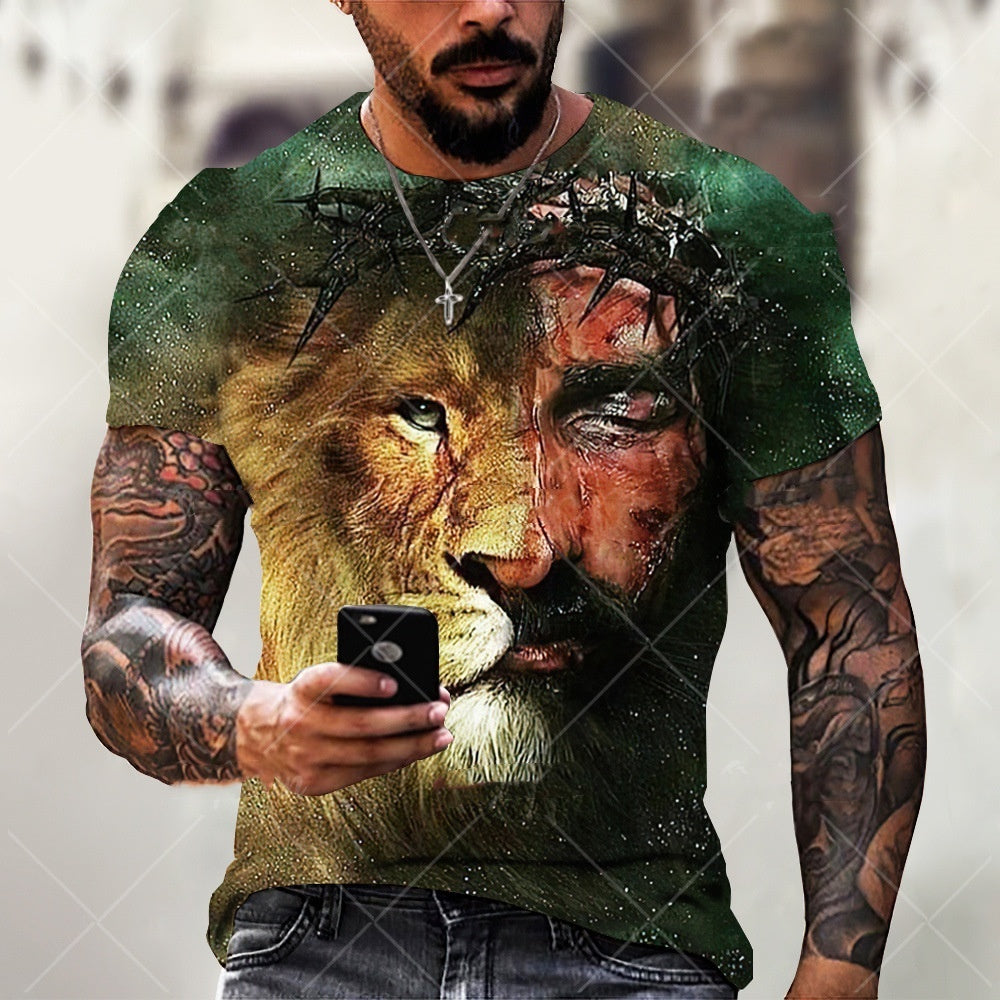 3D Printed Jesus Pattern Breathable Quick-drying T-shirt