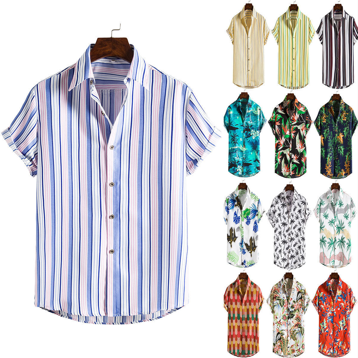 Spring And Summer Men's Beach Hawaii Short Sleeve Printed Shirt