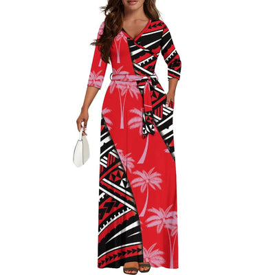 High-Quality New Design Couple Set Slim-Fitting Half-Sleeve Women'S Dress Polynesian Island Custom Men'S Aloha Shirt