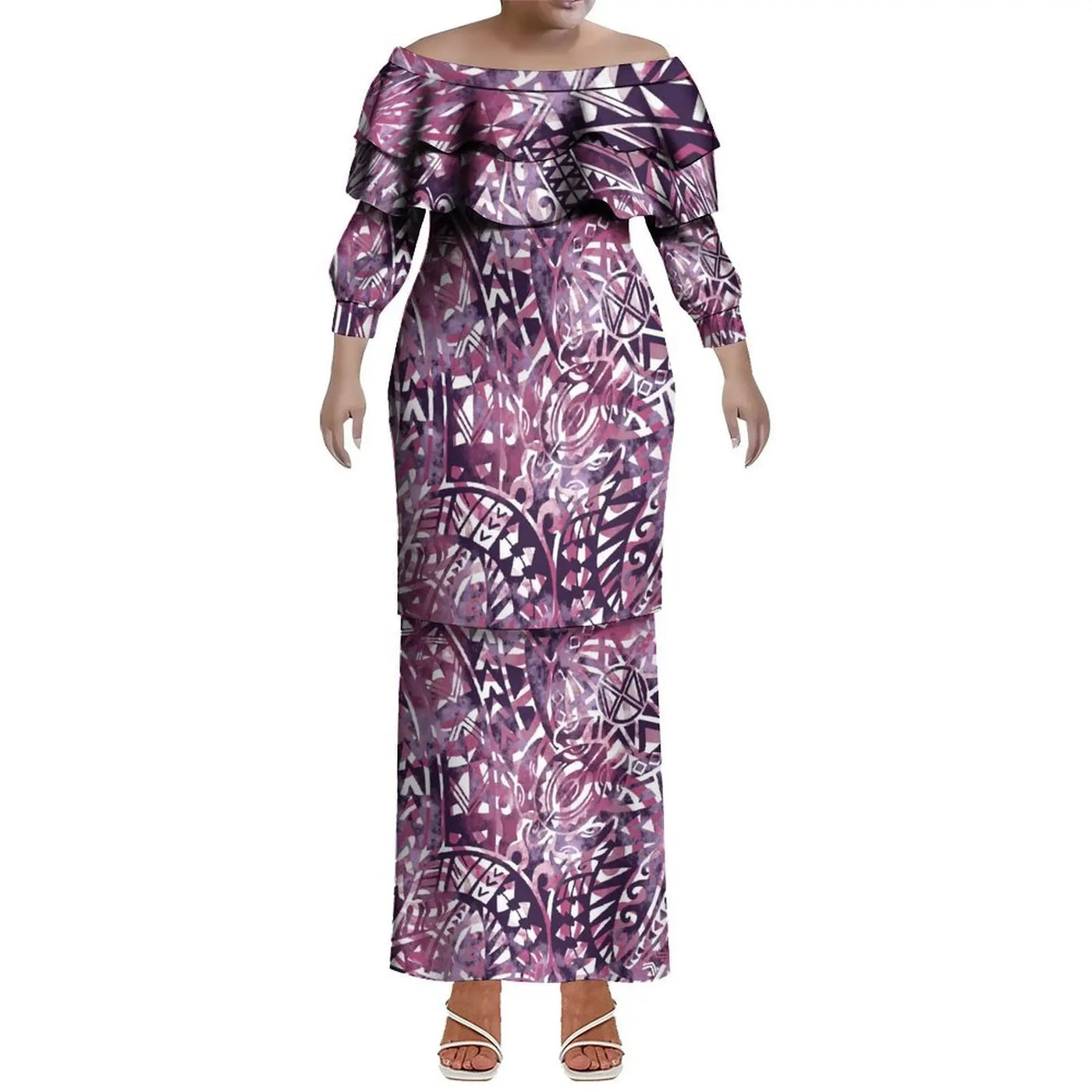 Custom-Made Puletasi One-Shoulder Dress For Polynesian Island Couple Sets And Aloha Shirt For Hawaiian Beach Party Men