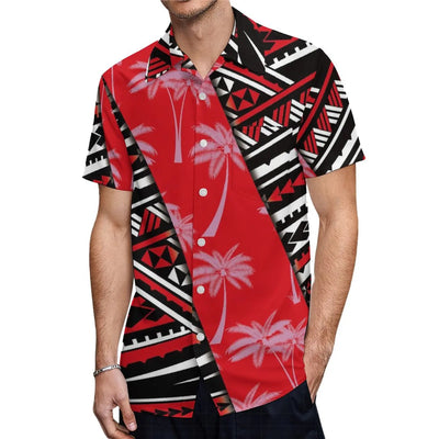 High-Quality New Design Couple Set Slim-Fitting Half-Sleeve Women'S Dress Polynesian Island Custom Men'S Aloha Shirt
