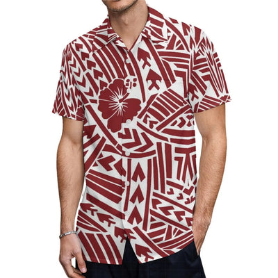 Custom-Made Puletasi One-Shoulder Dress For Polynesian Island Couple Sets And Aloha Shirt For Hawaiian Beach Party Men