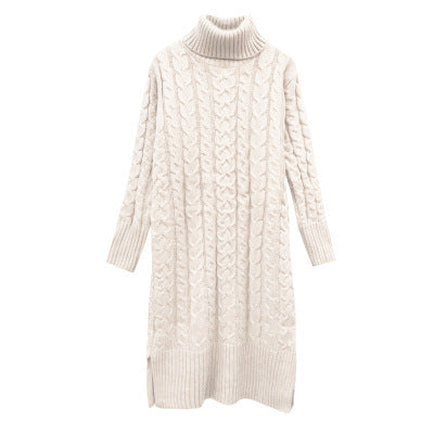 High collar loose lazy sweater dress