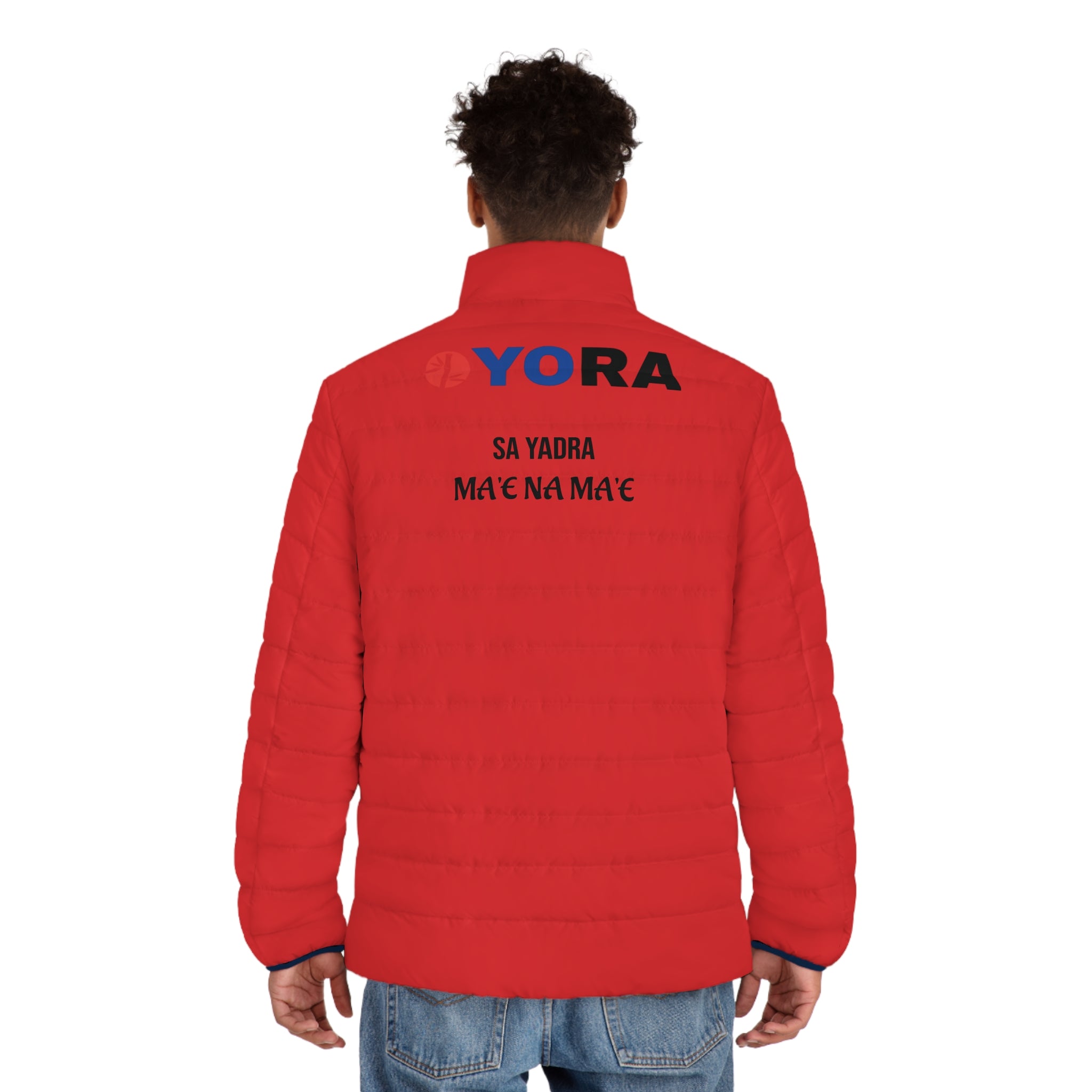 Men's Red Puffer Jacket (AOP)