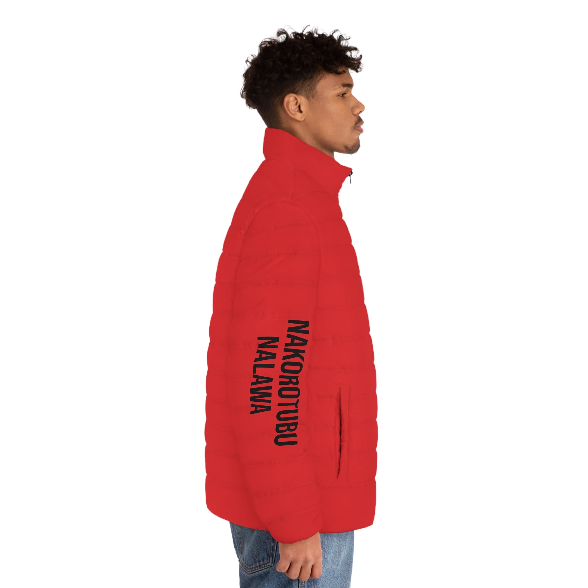 Men's Red Puffer Jacket (AOP)
