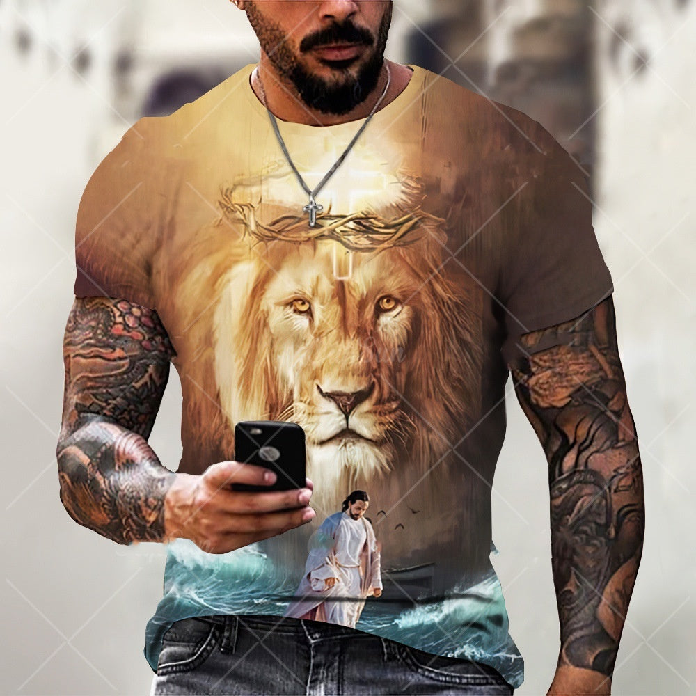 3D Printed Jesus Pattern Breathable Quick-drying T-shirt