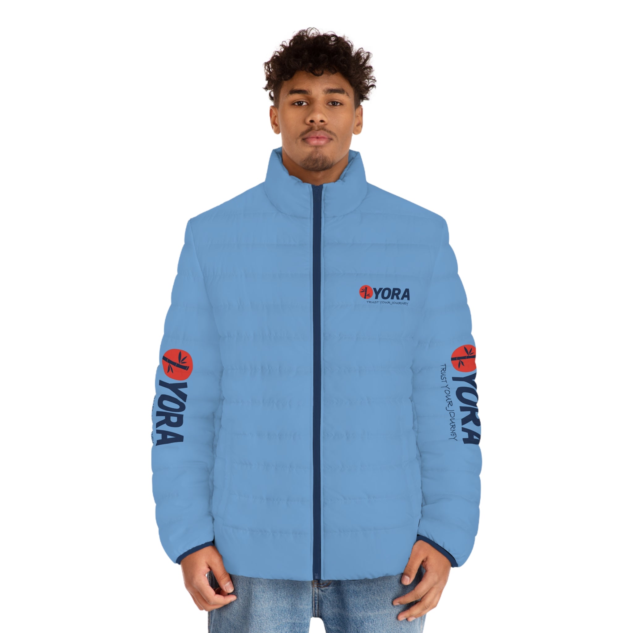 Men's Blue Puffer Jacket (AOP)