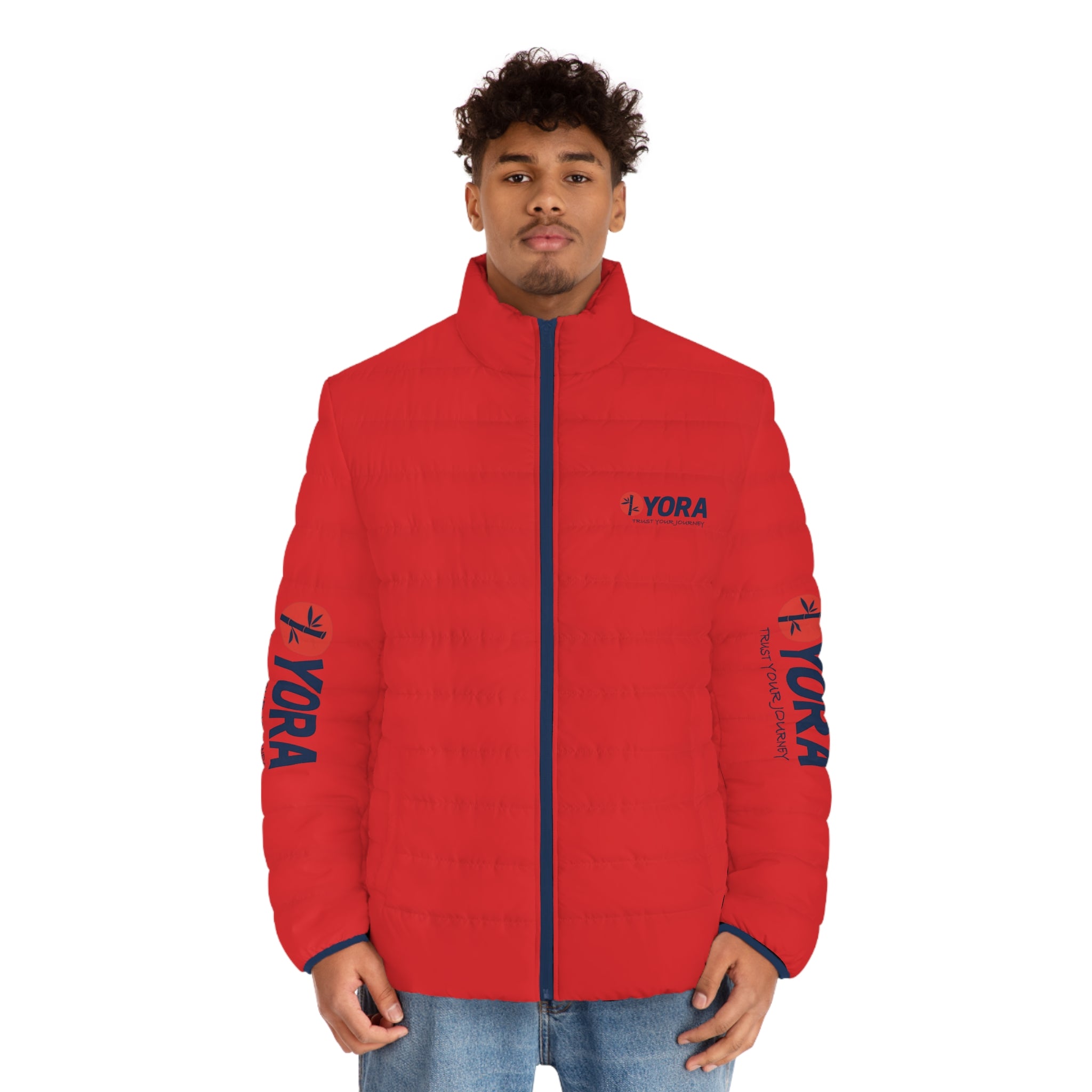 Men's Red Puffer Jacket (AOP)