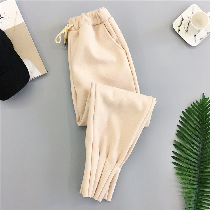 Ladies casual woolen high-waisted harem pants