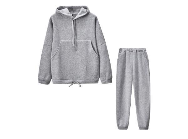 Two Piece Fall Winter Hooded And Fleece Sweater Pants Casual Ladies Sports Suit