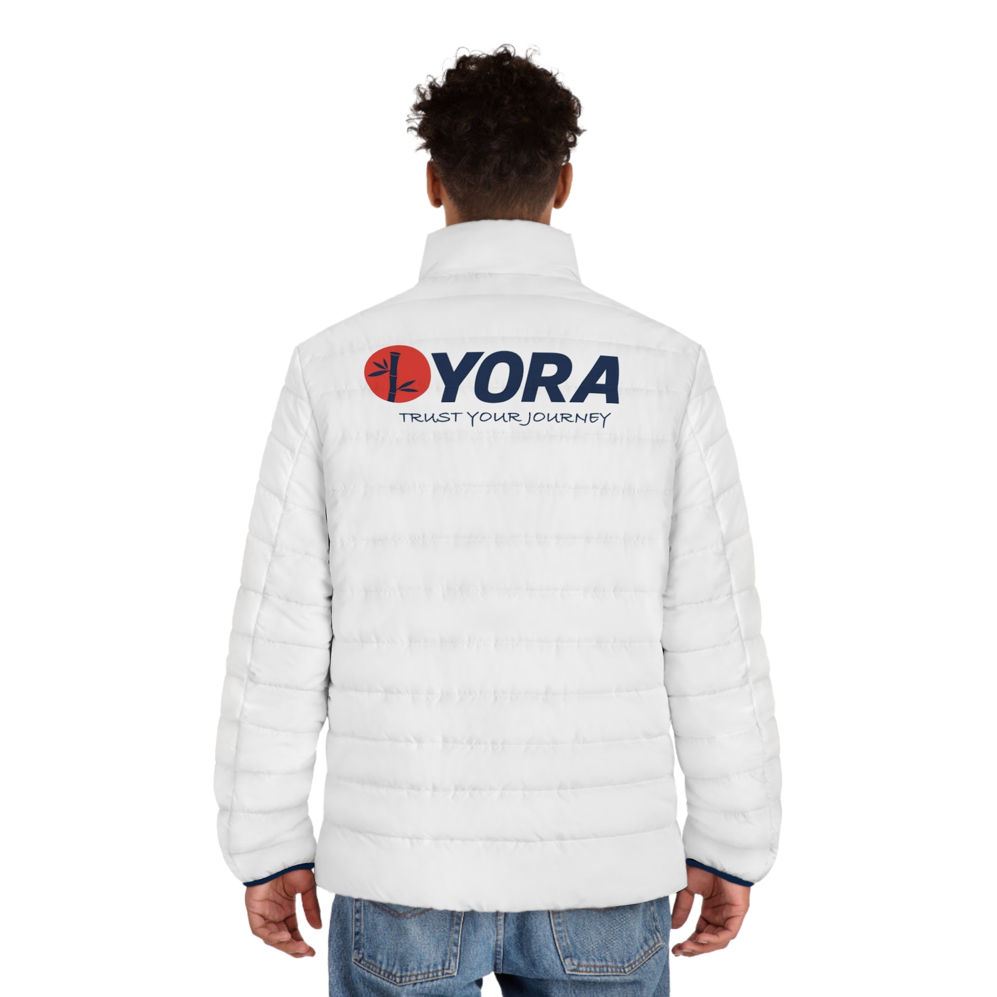 Men's White Puffer Jacket (AOP)