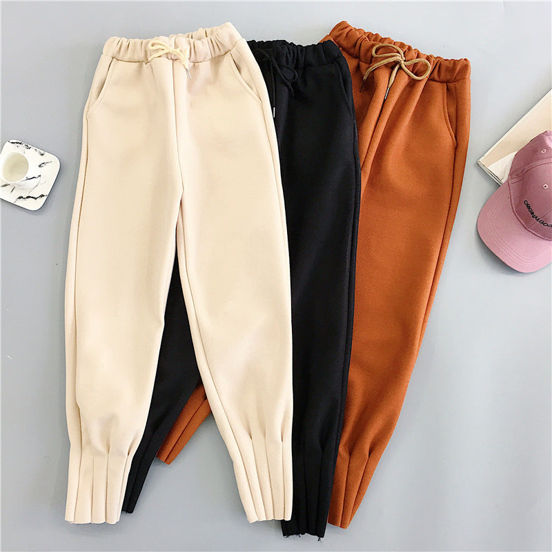 Ladies casual woolen high-waisted harem pants