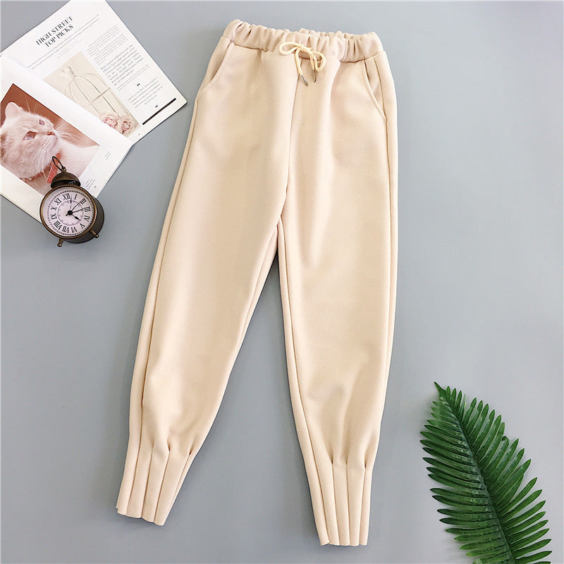 Ladies casual woolen high-waisted harem pants