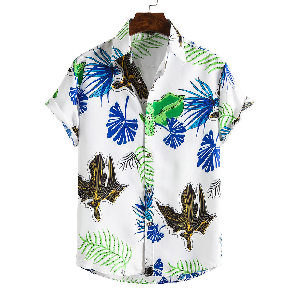 Spring And Summer Men's Beach Hawaii Short Sleeve Printed Shirt
