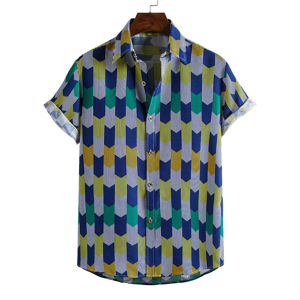 Spring And Summer Men's Beach Hawaii Short Sleeve Printed Shirt