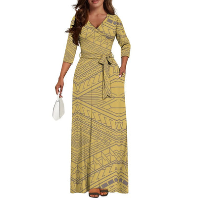 High-Quality New Design Couple Set Slim-Fitting Half-Sleeve Women'S Dress Polynesian Island Custom Men'S Aloha Shirt