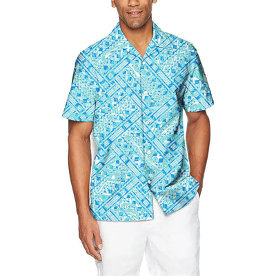 Men's short sleeve Hawaiian shirt Polynesian island printed tropical beach Samoan tribal design button Aloha large size shirt