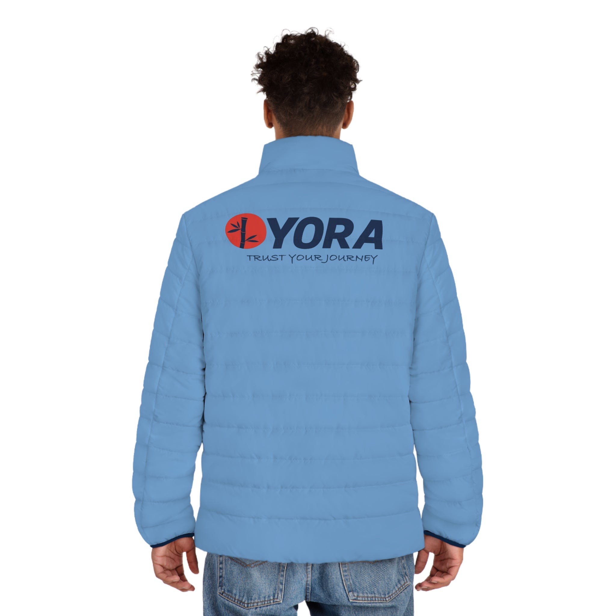 Men's Blue Puffer Jacket (AOP)