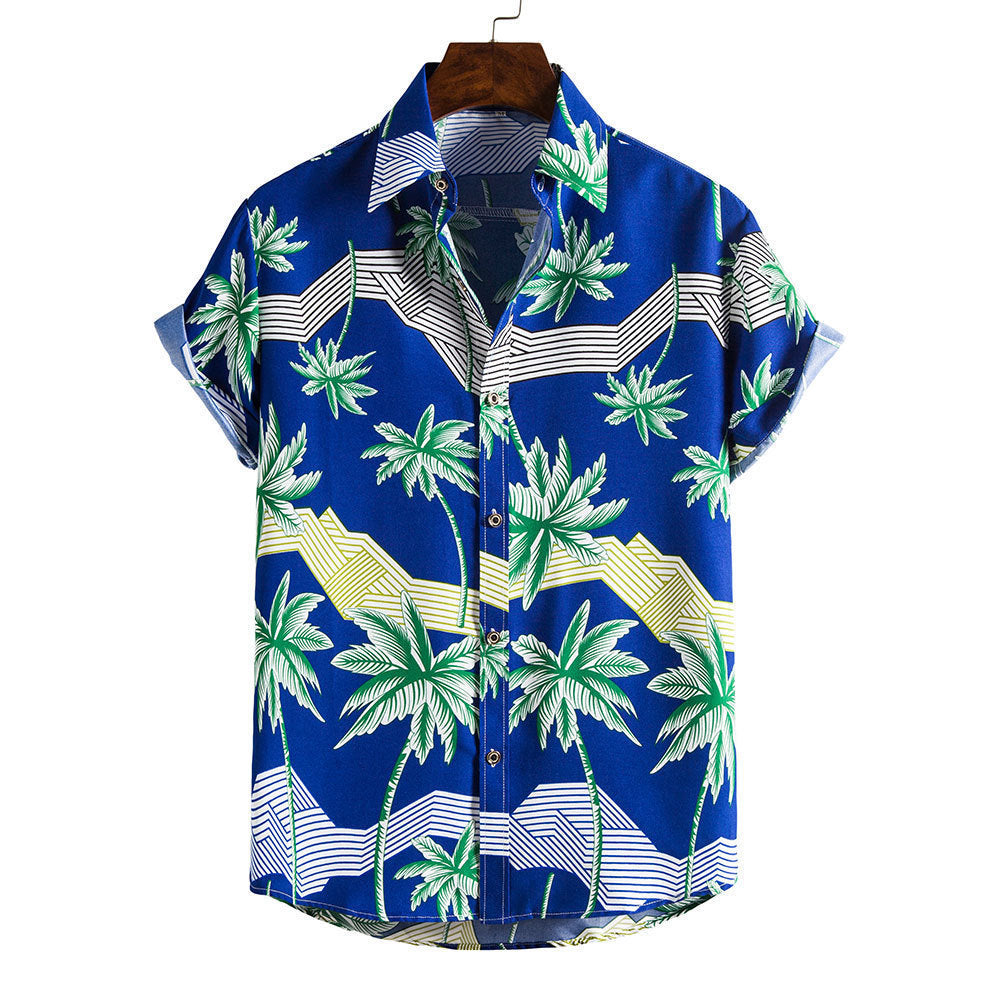 Spring And Summer Men's Beach Hawaii Short Sleeve Printed Shirt