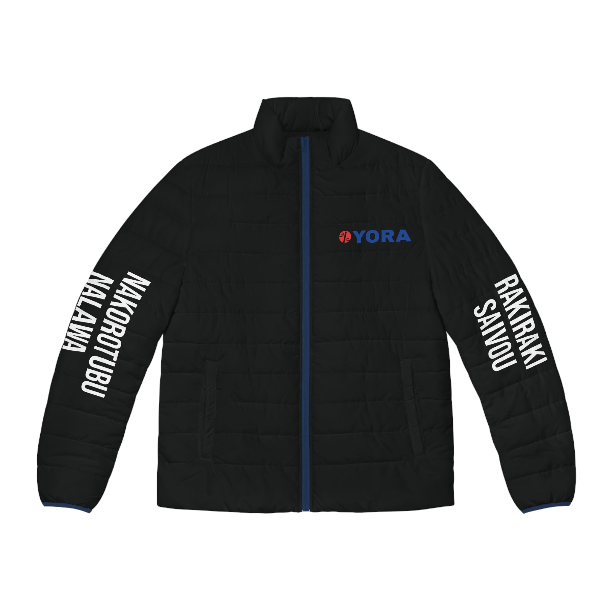 Men's Black Puffer Jacket (AOP)