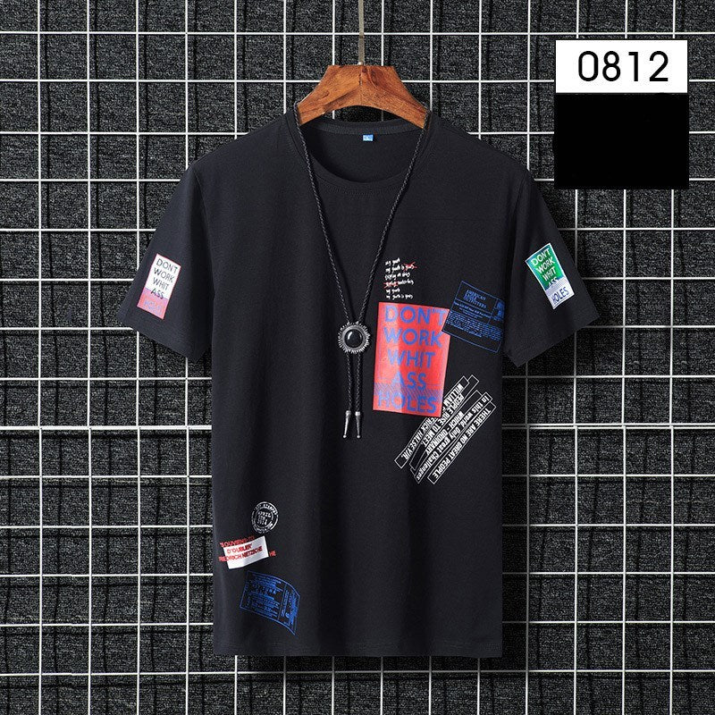 Large cotton round neck T-shirt for men