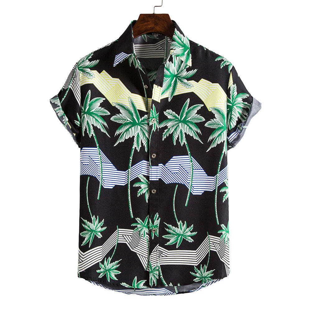 Spring And Summer Men's Beach Hawaii Short Sleeve Printed Shirt