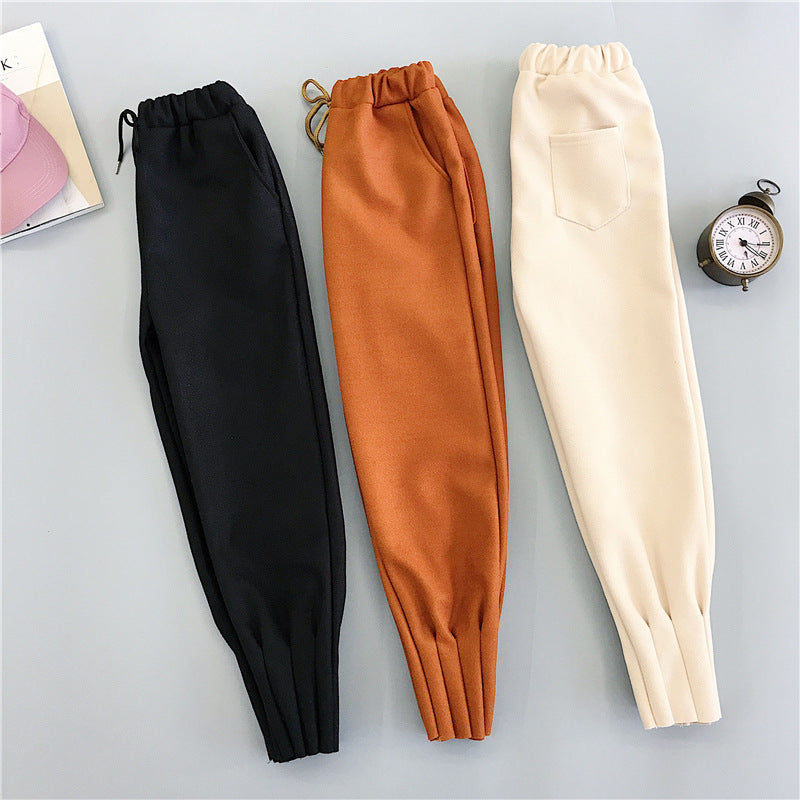 Ladies casual woolen high-waisted harem pants