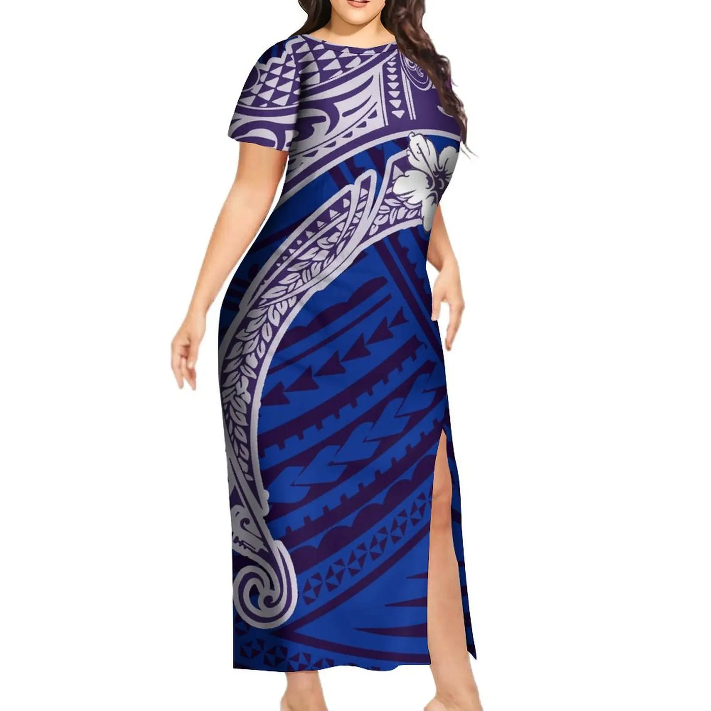 New Design Fashion Couple Set Aloha Shirt For Men And Slit Long Skirt For Women Quality Dress Polynesian Island