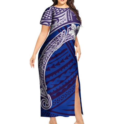 New Design Fashion Couple Set Aloha Shirt For Men And Slit Long Skirt For Women Quality Dress Polynesian Island