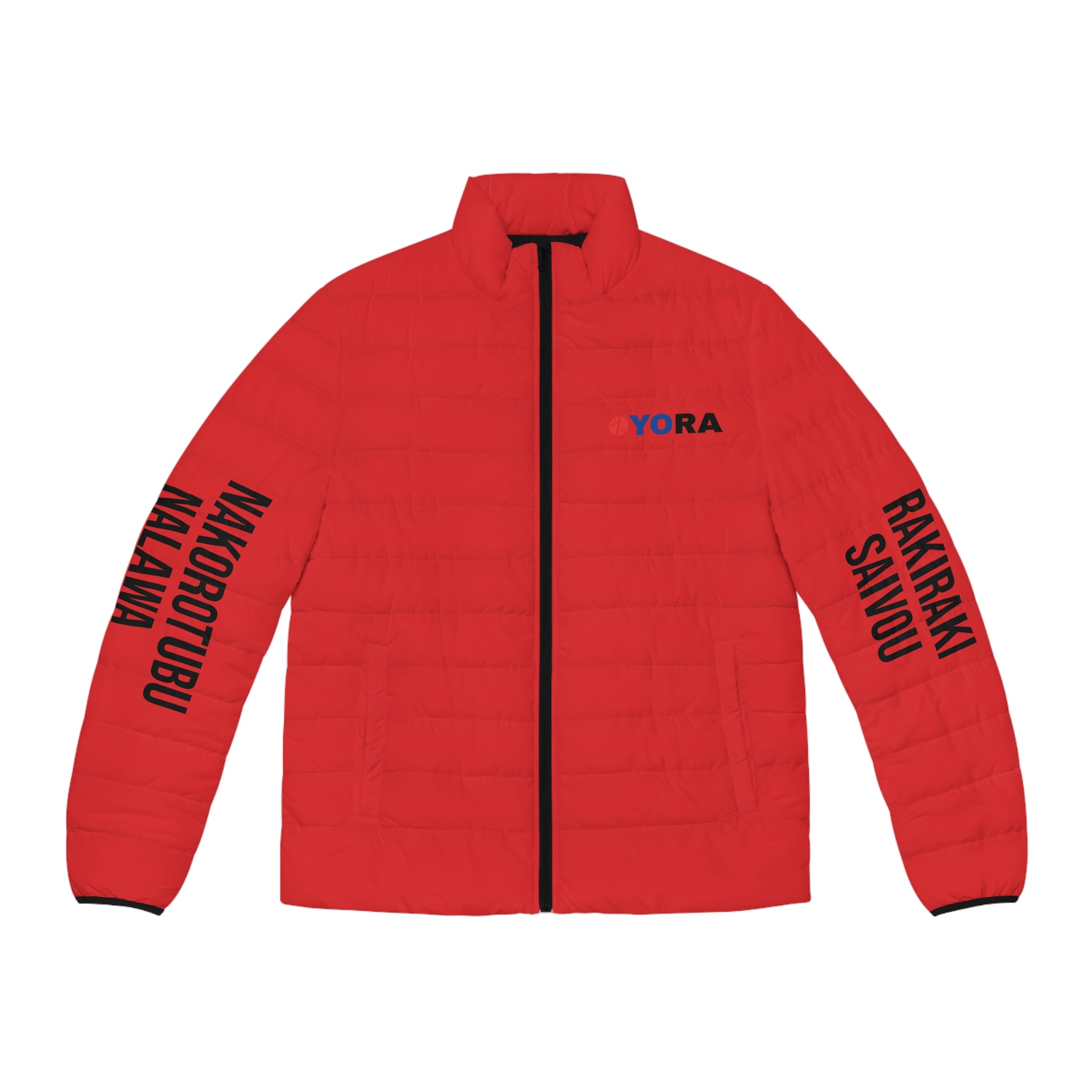 Men's Red Puffer Jacket (AOP)