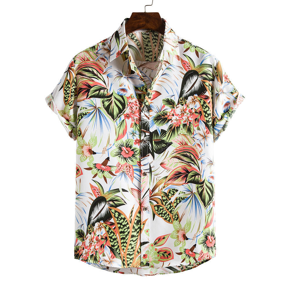 Spring And Summer Men's Beach Hawaii Short Sleeve Printed Shirt