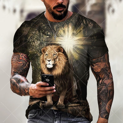 3D Printed Jesus Pattern Breathable Quick-drying T-shirt