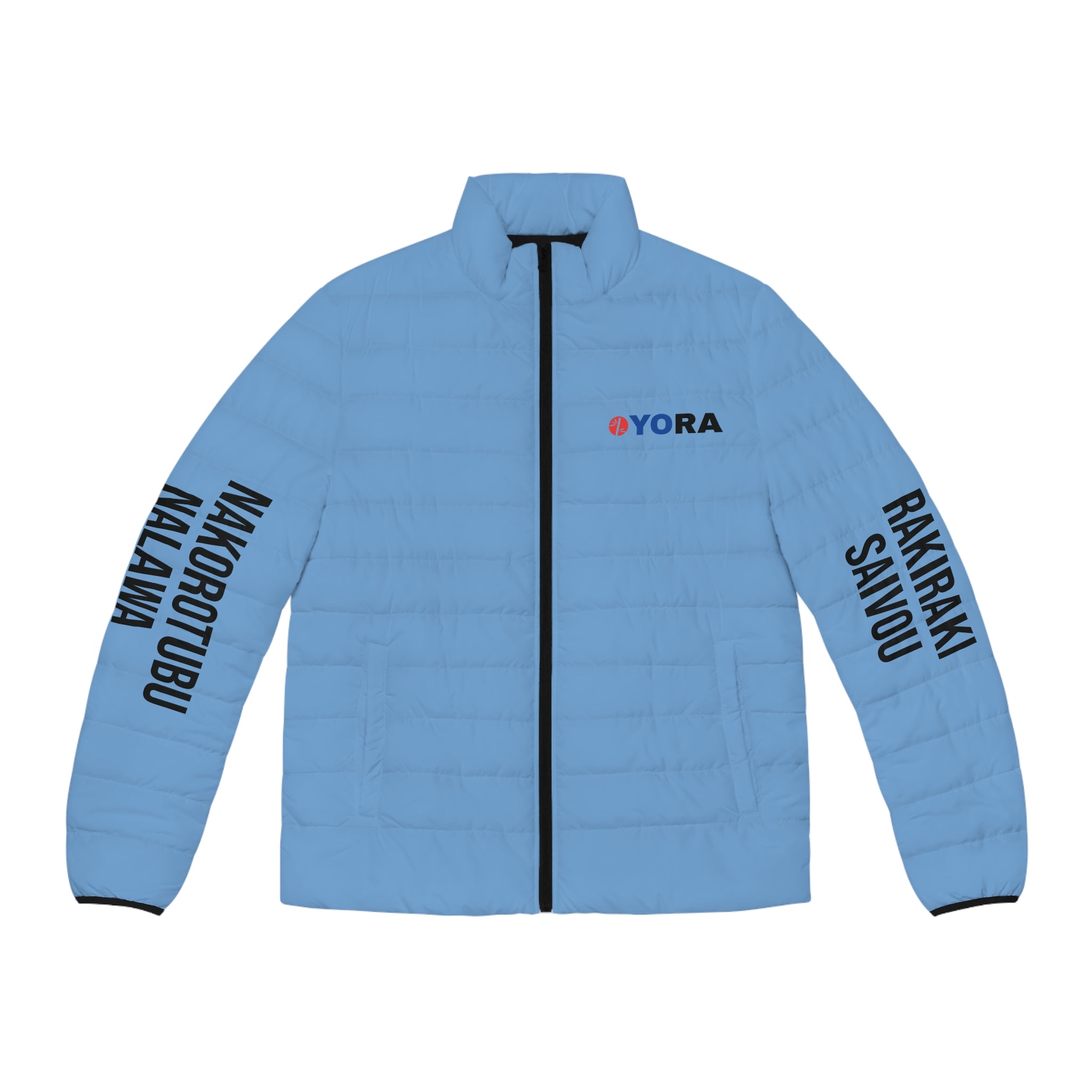 Men's Blue Puffer Jacket (AOP)