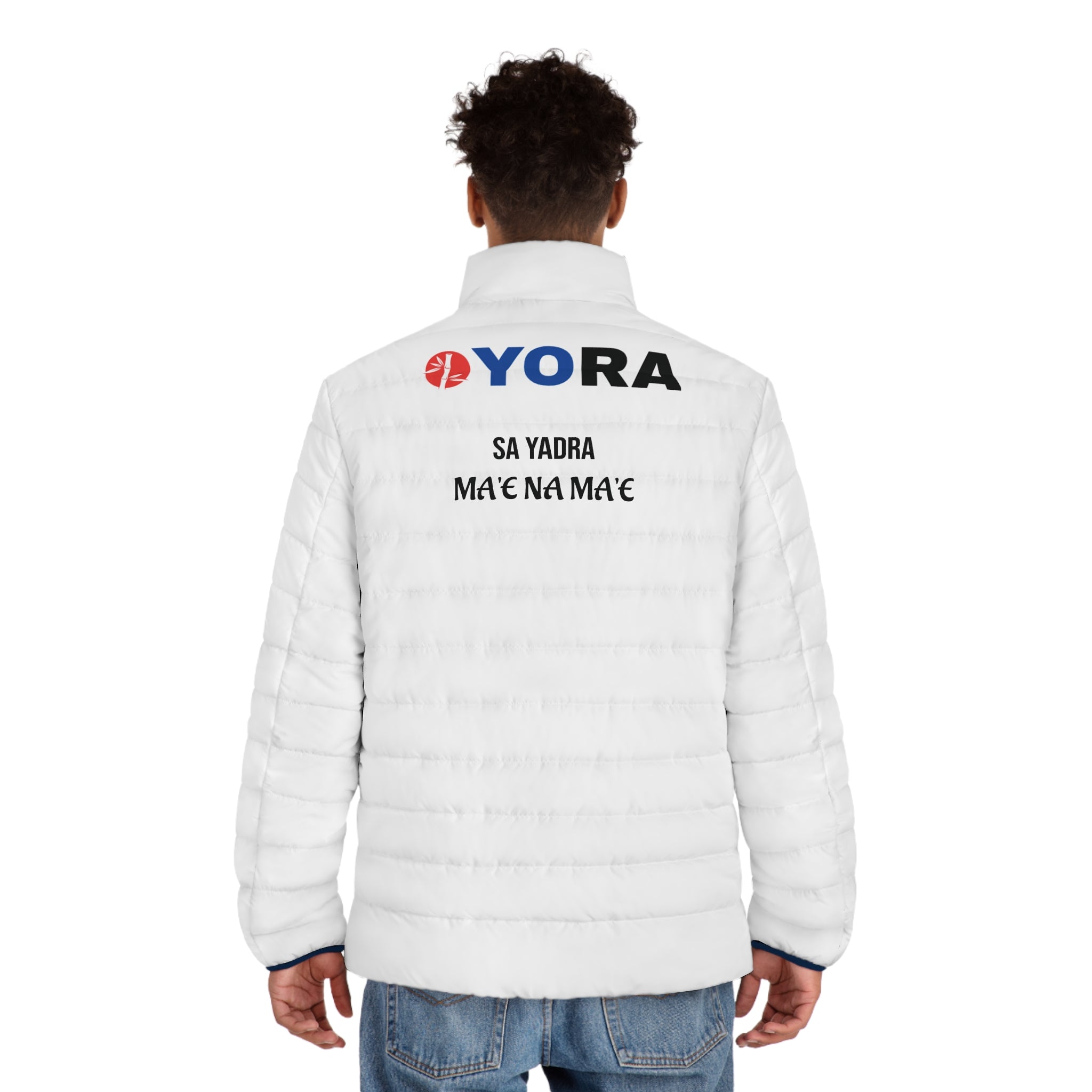 Men's White Puffer Jacket (AOP)