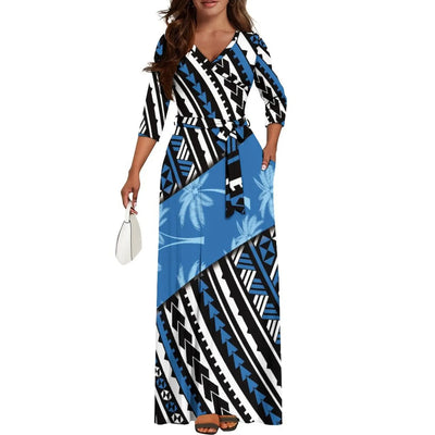 High-Quality New Design Couple Set Slim-Fitting Half-Sleeve Women'S Dress Polynesian Island Custom Men'S Aloha Shirt