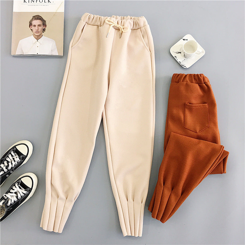 Ladies casual woolen high-waisted harem pants