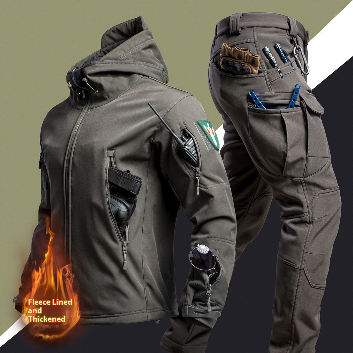 Camouflage Winter Outdoors Shell Jacket Suit For Men