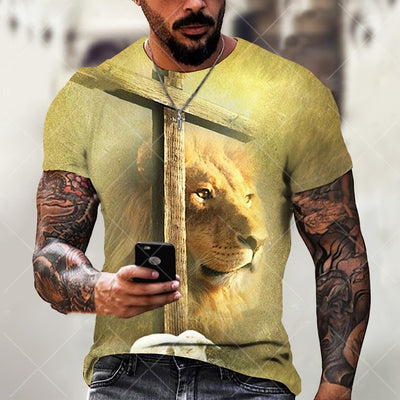 3D Printed Jesus Pattern Breathable Quick-drying T-shirt