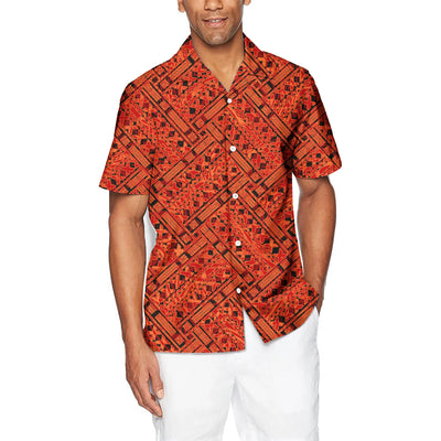 Men's short sleeve Hawaiian shirt Polynesian island printed tropical beach Samoan tribal design button Aloha large size shirt