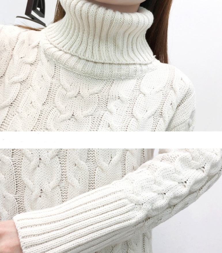 High collar loose lazy sweater dress