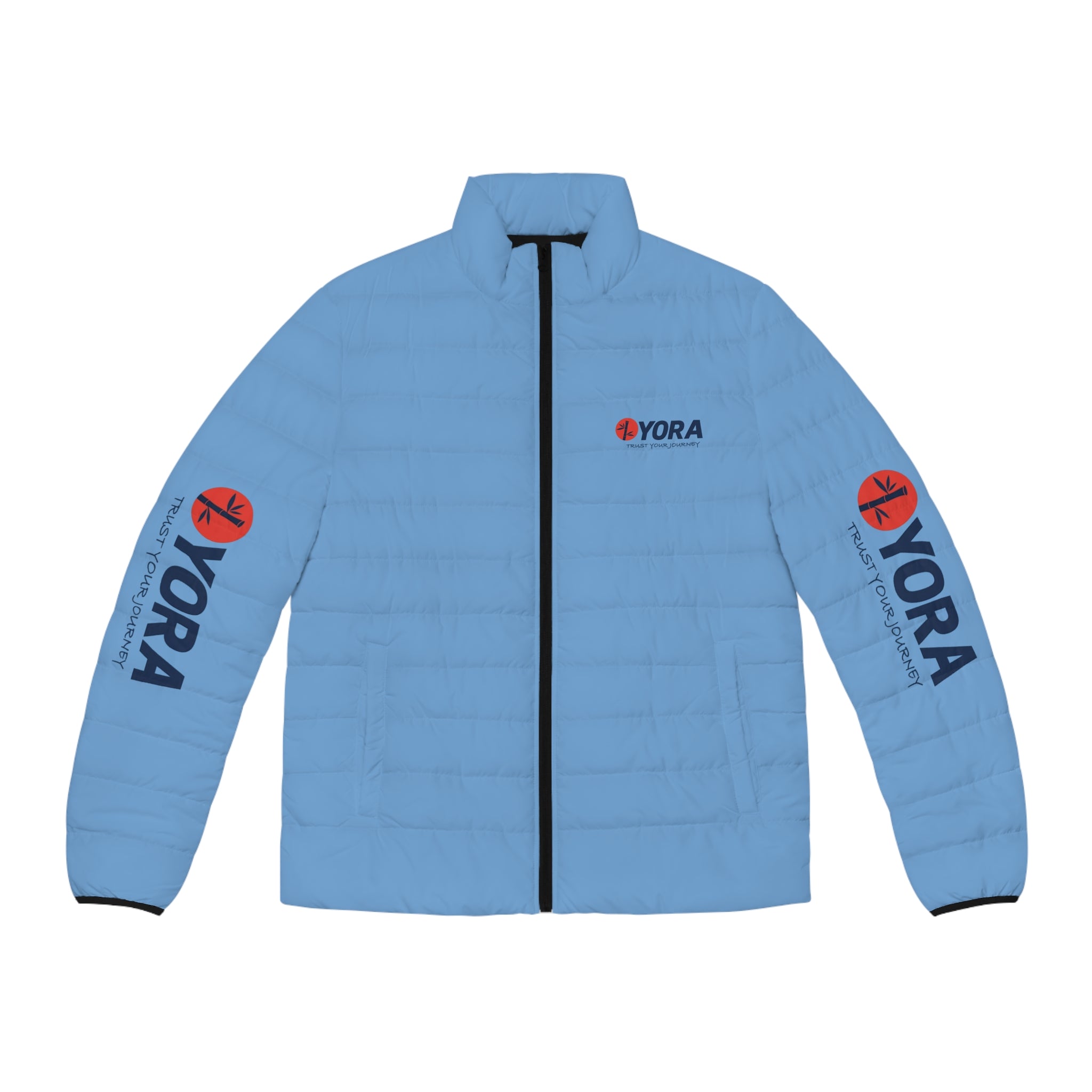 Men's Blue Puffer Jacket (AOP)