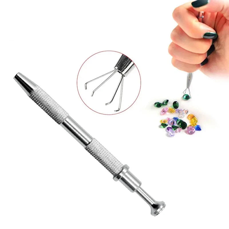 1Pc Four Claws Beads Holder Pick-up Tool Diamond Gems Prong Holder Tweezer Catcher Grabber Body Piercing Sprinkle Pen Tool