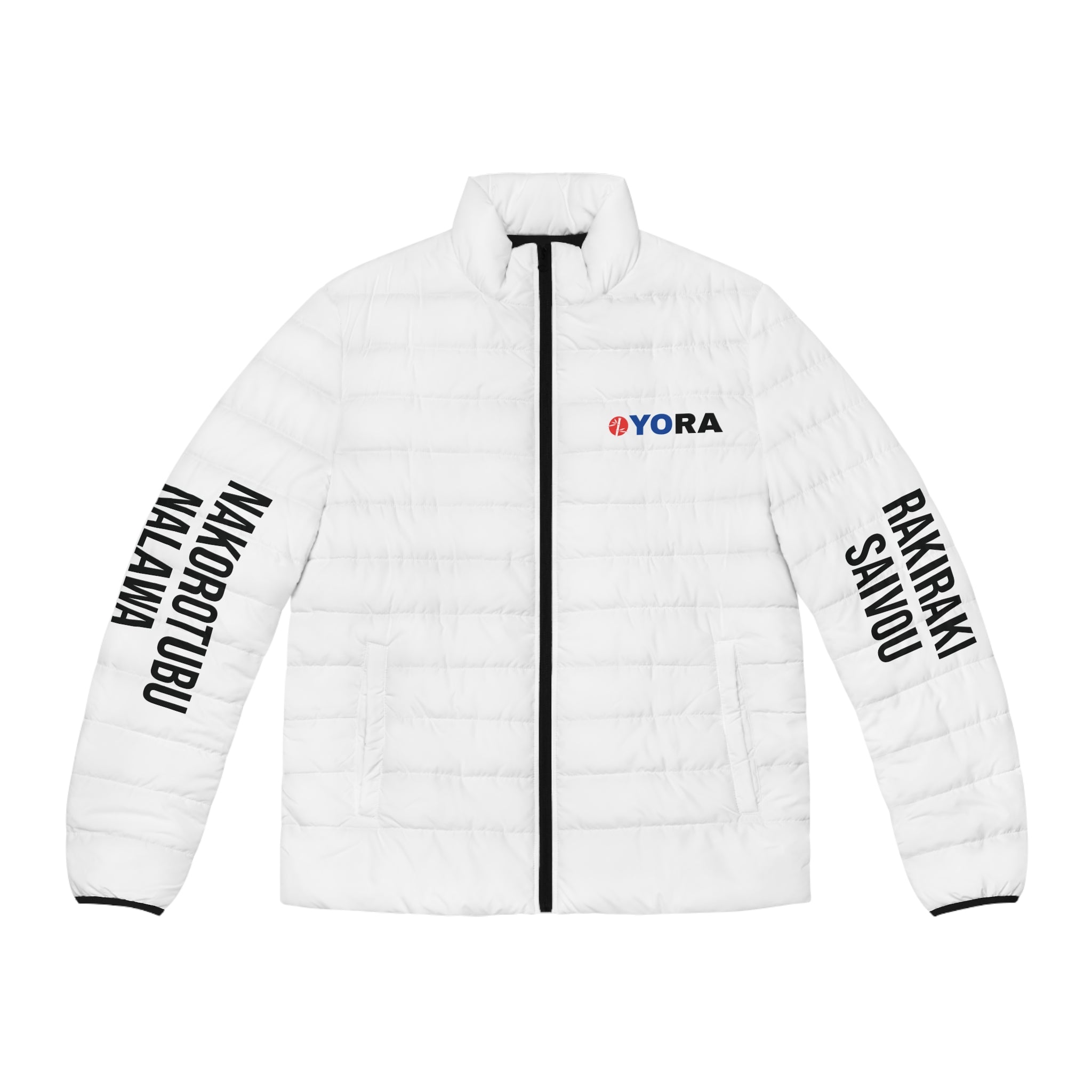 Men's White Puffer Jacket (AOP)