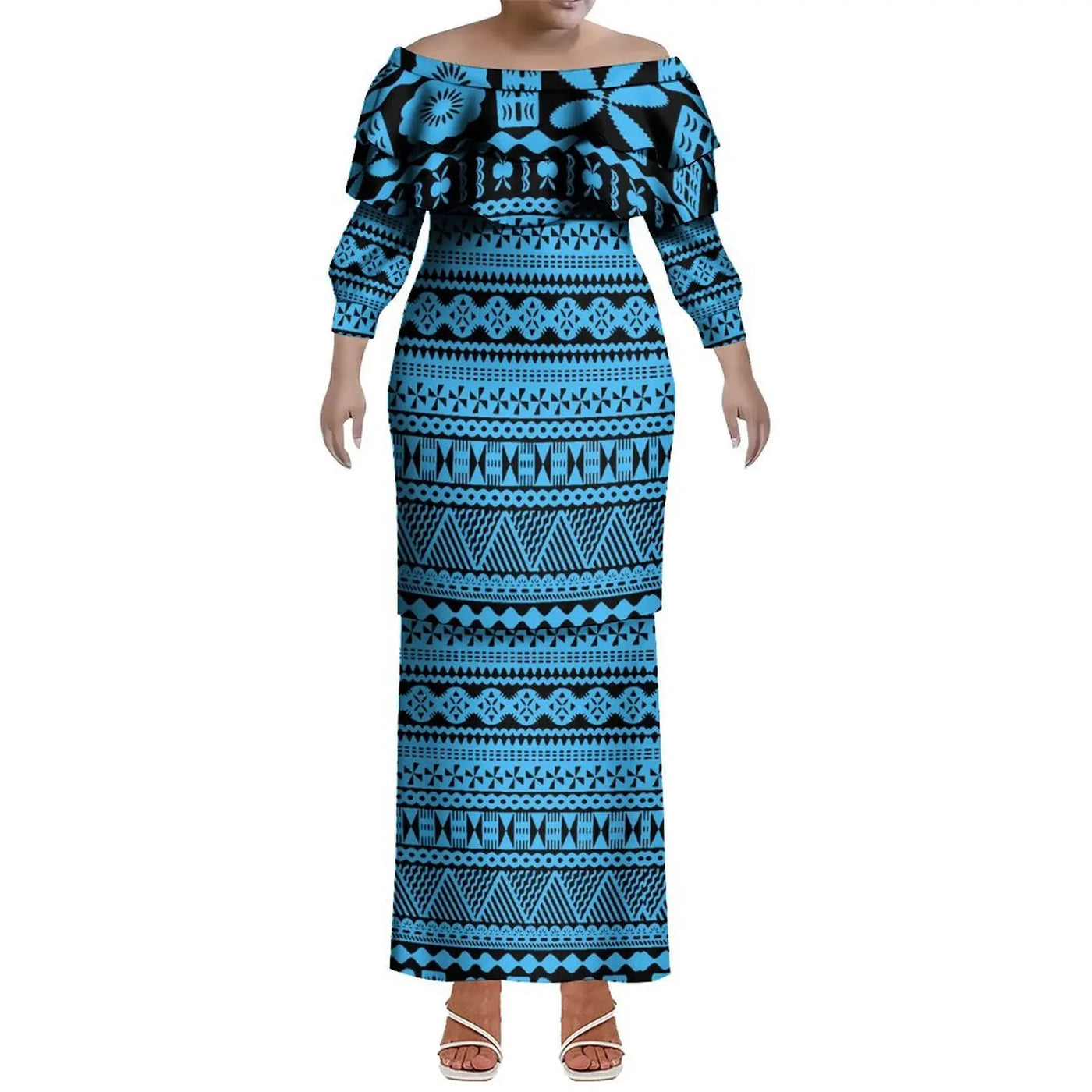 Custom-Made Puletasi One-Shoulder Dress For Polynesian Island Couple Sets And Aloha Shirt For Hawaiian Beach Party Men