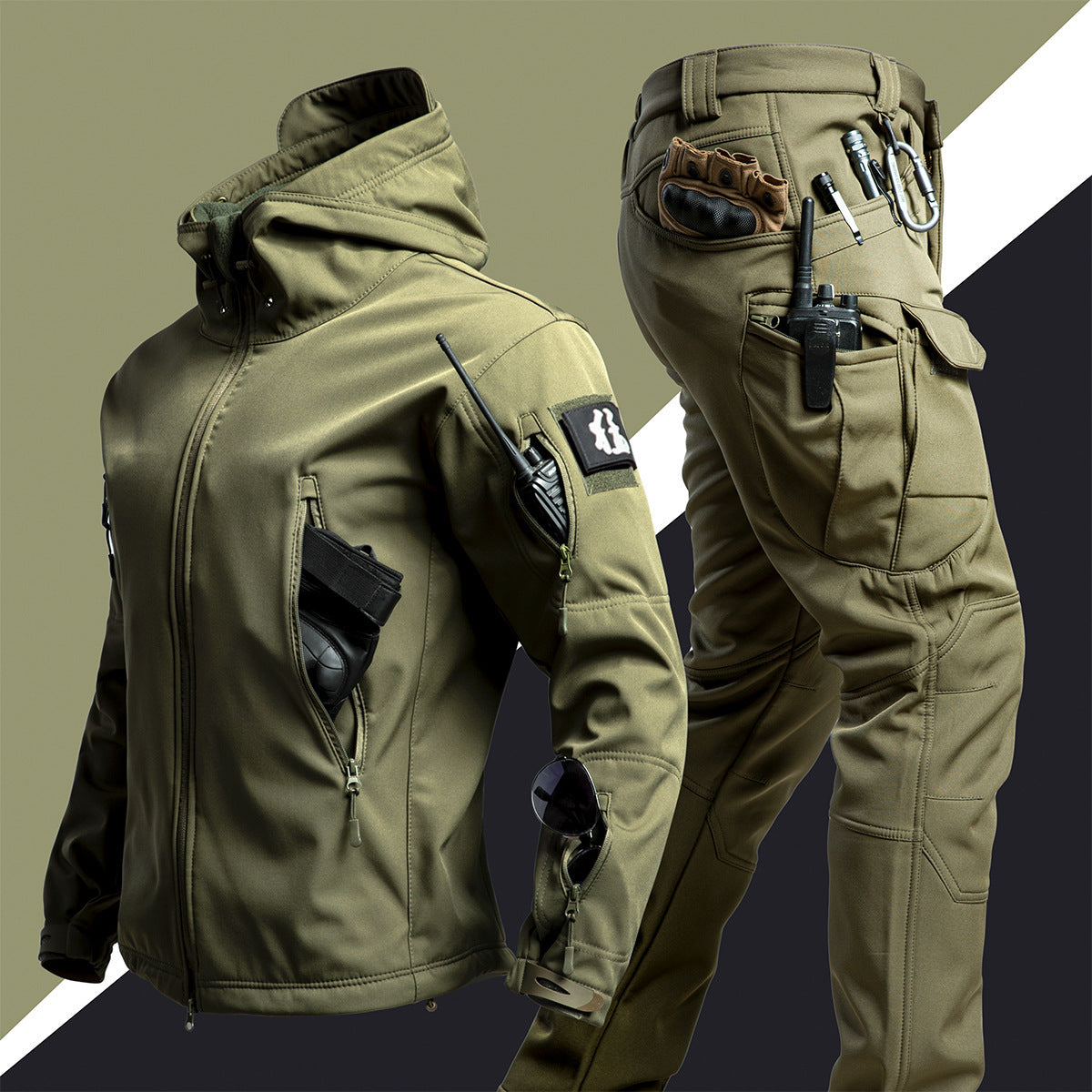 Camouflage Winter Outdoors Shell Jacket Suit For Men