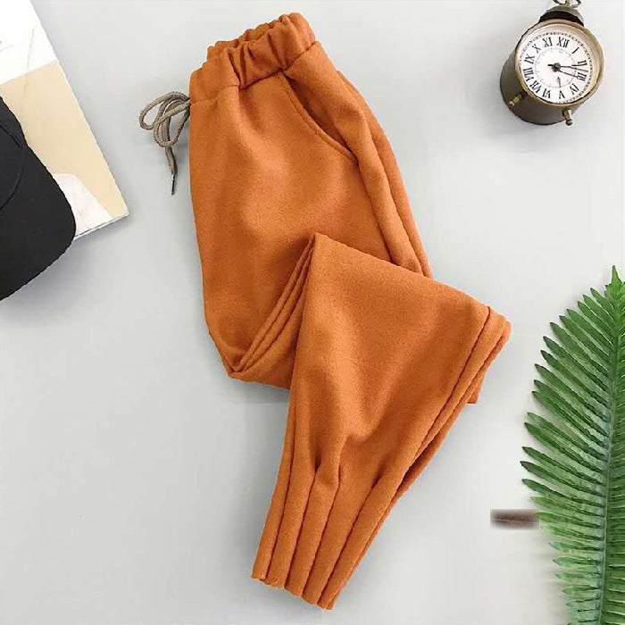 Ladies casual woolen high-waisted harem pants