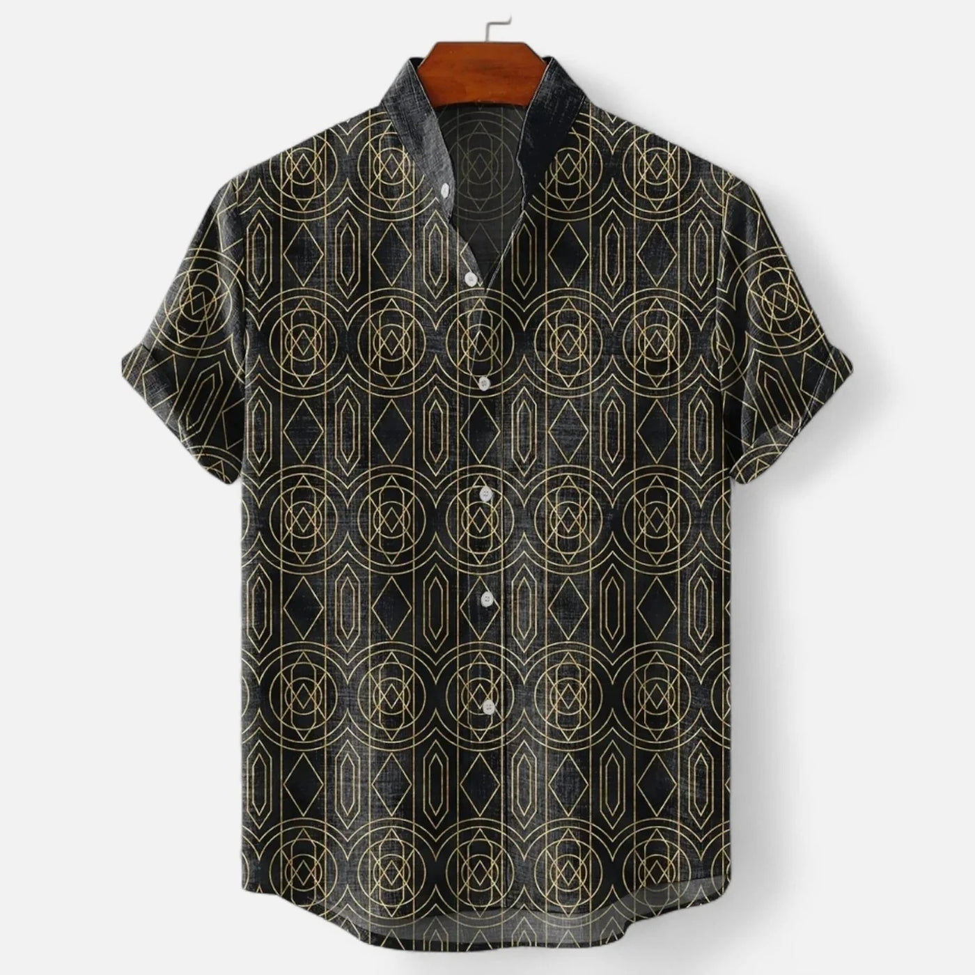 Stand Collar Fashion Trend Casual Cool All-match Short-sleeved Shirt Men