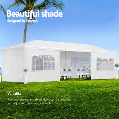 10x30' Wedding Party Canopy Tent Outdoor Gazebo With 8 Removable Sidewalls
