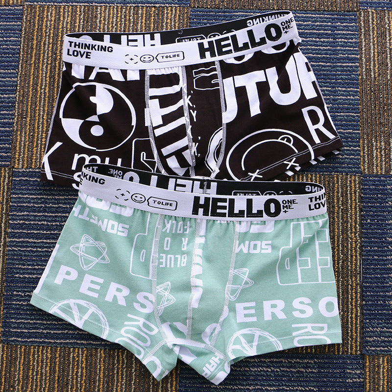 Printed Boxers Men's Underwear National Fashion Boxers Mid-waist